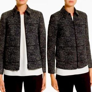 Lafayette 148 Ryker zip up tweed Deco jacket
